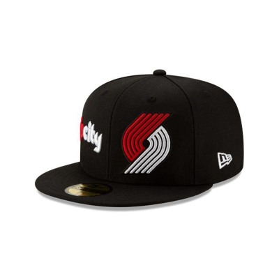 Portland Trail Blazers Gorra | New Era NBA Double Hit 59fifty Fitted Cap Mexico - Negros